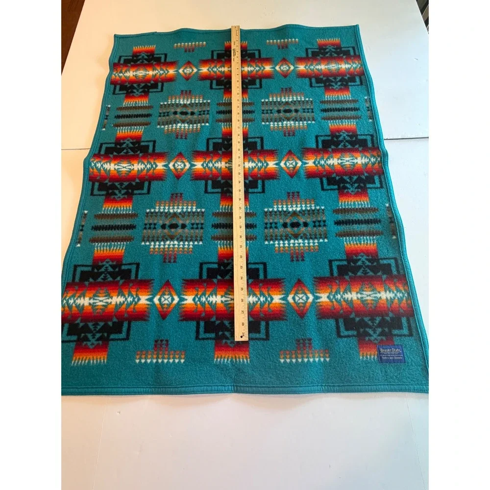 Pendleton Beaver State Wool Chief Joseph‎ Baby Blanket Turquoise Teal 33x43